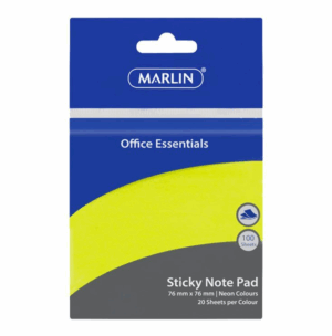 marlin - sticky note pad 100 sheets neon colours (pack of 12)