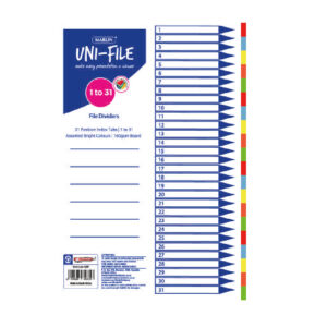 marlin file dividers - indexes bright board 1 to 31