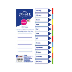 marlin file dividers -  indexes - jan to dec